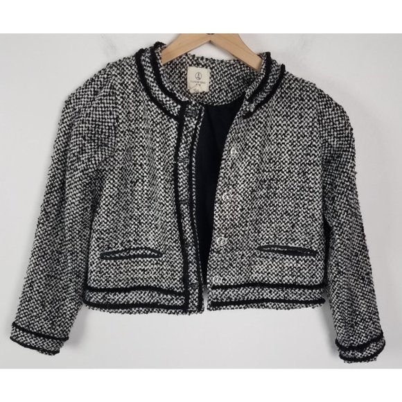Lands' End Kids Other - Lands' End Girls Sz. 7/8 Black/White/Silver Tweed Button Up Jacket/Blazer